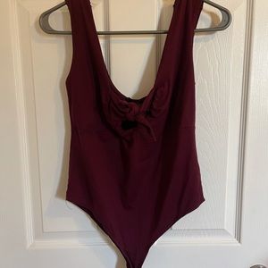 Buy 2 get 1- Tie up burgundy bodysuit